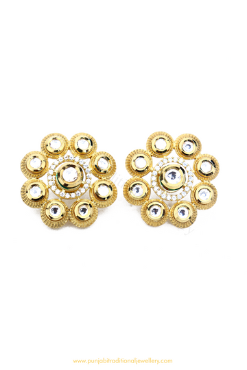 Gold Finished Kundan Studs By PTJ